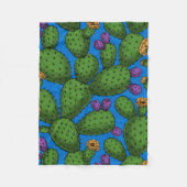 Blühende Opuntia auf blau Fleecedecke (Vorderseite)
