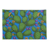 Blühende Opuntia auf blau Kissenbezug (Rückseite-Rechts)