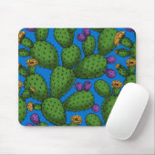 Blühende Opuntia auf blau Mousepad (Mit Mouse)