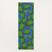 Blühende Opuntia auf blau Yogamatte (Rückseite)