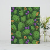 Blühende Opuntia auf dunkelgrün (Stehend Vorderseite)