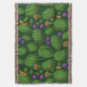 Blühende Opuntia auf dunkelgrün Decke (Vorderseite Vertikal)