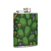 Blühende Opuntia auf dunkelgrün Flachmann (Rechts)