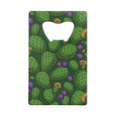 Blühende Opuntia auf dunkelgrün Geldbeutel Flaschenöffner (Rückseite)