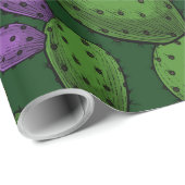 Blühende Opuntia auf dunkelgrün Geschenkpapier (Rolleneckpunkt)