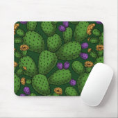 Blühende Opuntia auf dunkelgrün Mousepad (Mit Mouse)