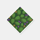 Blühende Opuntia auf dunkelgrün Serviette (Ecke)