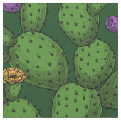 Blühende Opuntia auf dunkelgrün Stoff (Nahaufnahme)