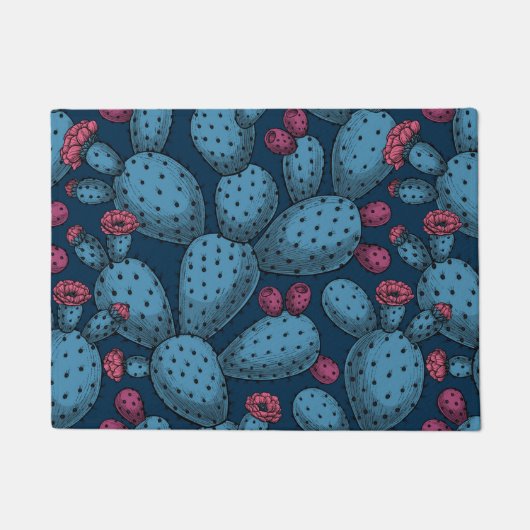 Blühende Opuntia Fußmatte (Vorderseite)