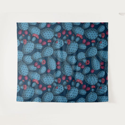 Blühende Opuntia Wandteppich (Vorderseite (Horizontal))