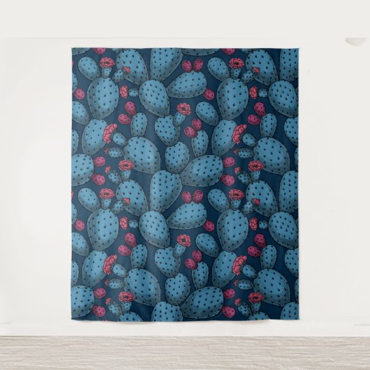 Blühende Opuntia Wandteppich (Vorderseite)