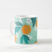 Blühende Orangen, Blätter, Vintage Kunst. Kaffeetasse (Vorderseite Links)