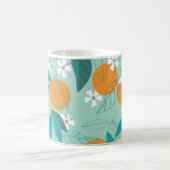 Blühende Orangen, Blätter, Vintage Kunst. Kaffeetasse (Mittel)