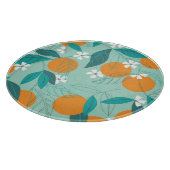 Blühende Orangen, Blätter, Vintage Kunst. Schneidebrett (Ecke)