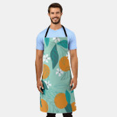 Blühende Orangen, Blätter, Vintage Kunst. Schürze (Getragen)