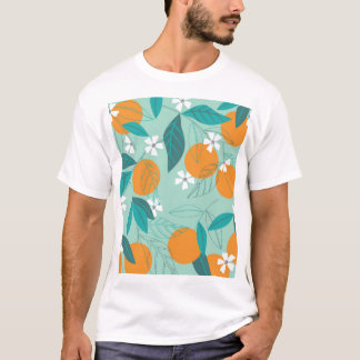 Blühende Orangen, Blätter, Vintage Kunst. T-Shirt