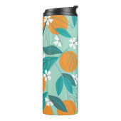 Blühende Orangen, Blätter, Vintage Kunst. Thermosbecher (Nach links gedreht)