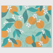 Blühende Orangen in Blätter. Darstellung Geschenkpapier (Flach)