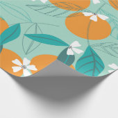 Blühende Orangen in Blätter. Darstellung Geschenkpapier (Ecke)