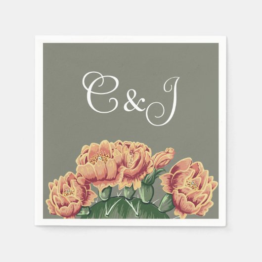 Blühende Paarwüstenhochzeit Serviette (Vorderseite)