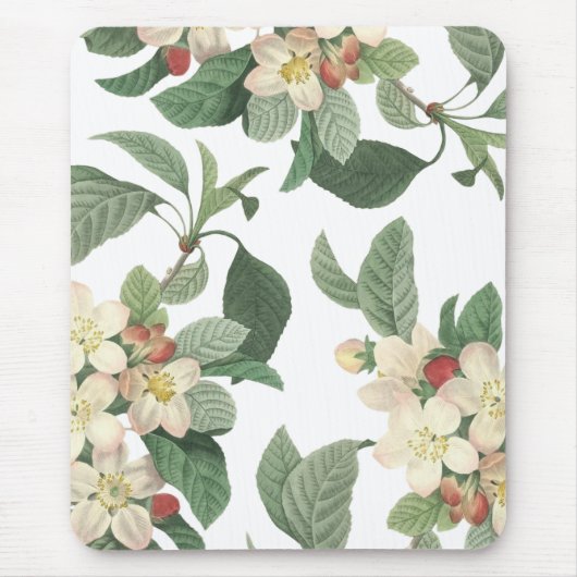Blühende Pearl White Summer Floral Botanical Mousepad (Vorne)
