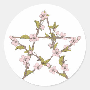 Blühende Pentagram-Blume Rotzunge Runder Aufkleber
