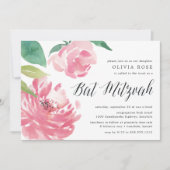 Blühende Peonie | Bat Mitzvah Einladung (Vorderseite)