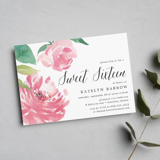 Blühende Peonie | Einladung von 16 . Geburtstag