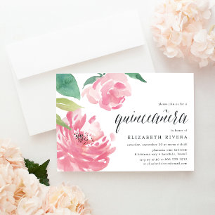 Blühende Peonie Einladung von Quinceanera