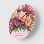 Blühende Peonies Neue Zuhause-Blumenwall-Uhr Runde Wanduhr (Winkel)