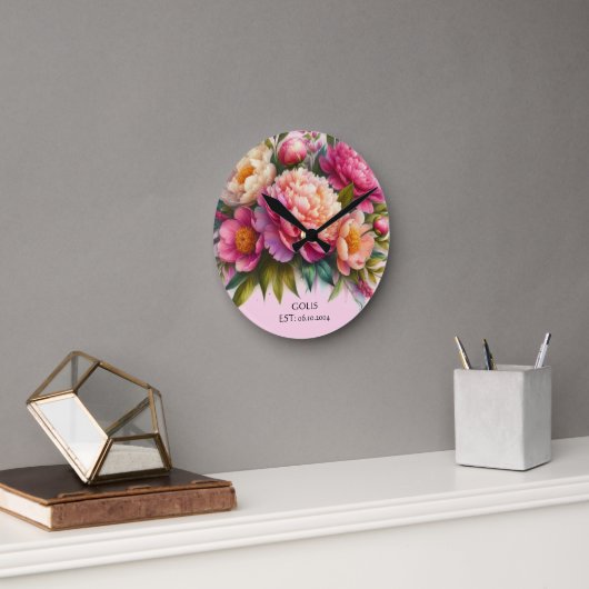Blühende Peonies Neue Zuhause-Blumenwall-Uhr Runde Wanduhr (Büro)