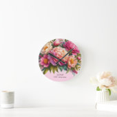 Blühende Peonies Neue Zuhause-Blumenwall-Uhr Runde Wanduhr (Zuhause)