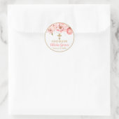 Blühende Peonies Rosa Blush & Gold Taufe Runder Aufkleber (Tasche)