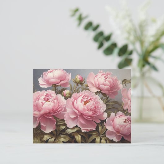 Blühende Peony-Blume Postkarte (Stehend Vorderseite)