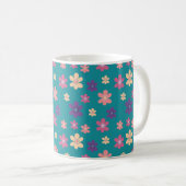 Blühende Petals Muster in hellgrüner Farbe Kaffeetasse (VorderseiteRechts)