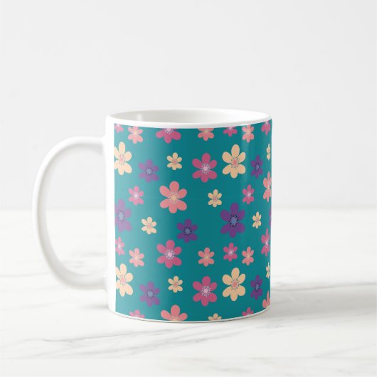 Blühende Petals Muster in hellgrüner Farbe Kaffeetasse (Links)