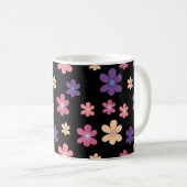 Blühende Petals Muster in Schwarz Kaffeetasse (VorderseiteRechts)