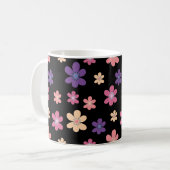 Blühende Petals Muster in Schwarz Kaffeetasse (Vorderseite Links)