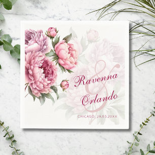 Blühende Pfingstrose Botanische Romanze Kunst Hoch Serviette