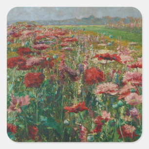 Blühende Poppies - Olga Wisinger-Florian Quadratischer Aufkleber