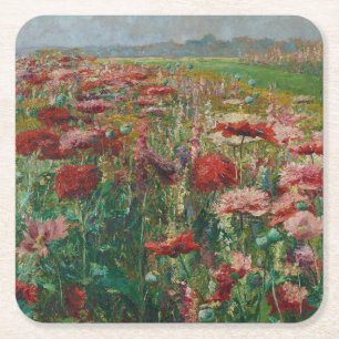 Blühende Poppies - Olga Wisinger-Florian Rechteckiger Pappuntersetzer