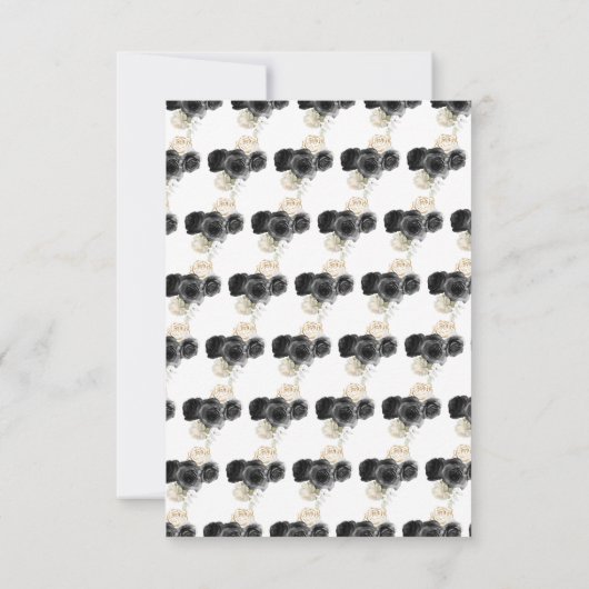 Blühende Prinzessin in einem schwarzen Kleid RSVP Karte (Rückseite)