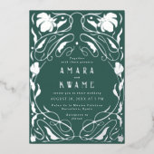 Blühende Reben Botanische Jugendstil Silber Folieneinladung (Vorderseite)