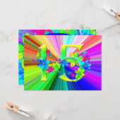 Blühende Regenbogen-Blume für den 15. Geburtstag Karte (Vorderseite/Rückseite Beispiel)