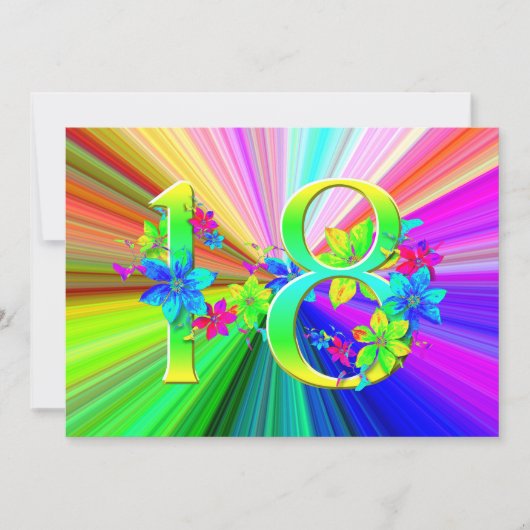 Blühende Regenbogen-Blume für den 18. Geburtstag (Vorderseite)