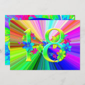 Blühende Regenbogen-Blume für den 18. Geburtstag (Vorne/Hinten)