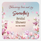 Blühende Romantik - Brautparty-Aufkleber Quadratischer Aufkleber (Vorderseite)