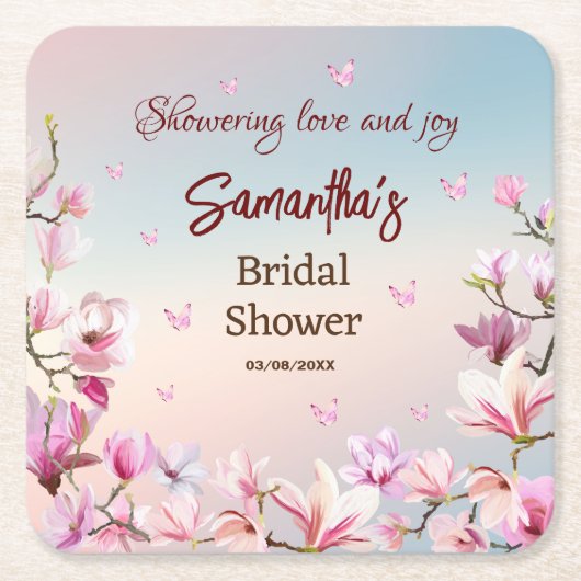 Blühende Romantik - Brautparty Paper Untersetzer (Vorderseite)