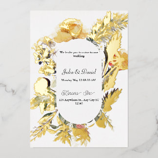 Blühende romantische Wildblumen-Folie Hochzeit Folieneinladung