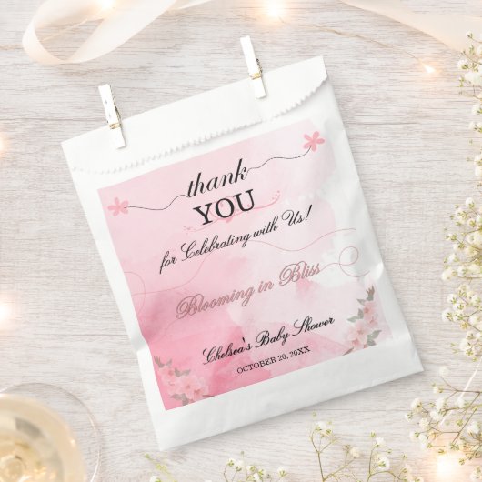 Blühende rosa Aquarellkunst Danke Babydusche Geschenktütchen (Ausgeschnitten)